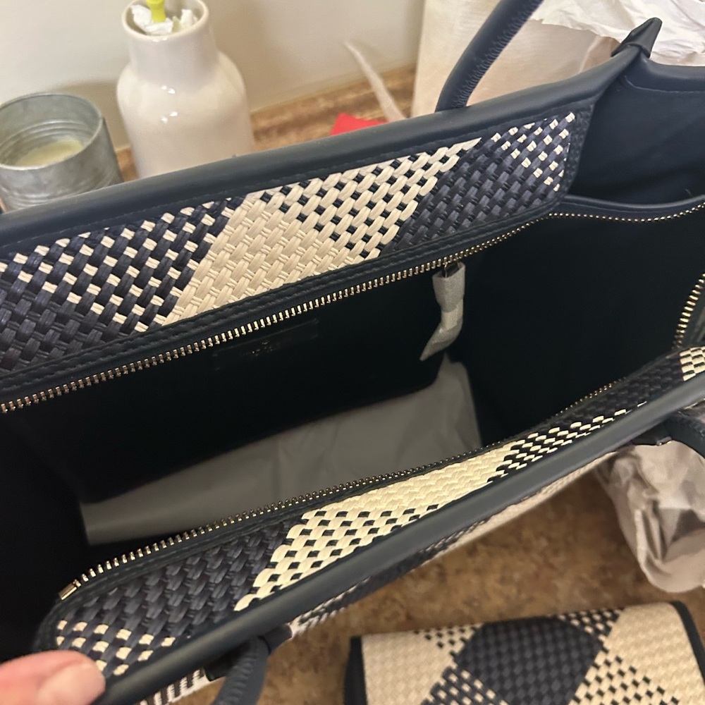 Kate Spade Navy and White Checkered Ella Tote Bag & Wallet - Picture 5 of 7
